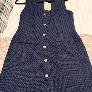 BeBop Navy Button-Front Midi Dress